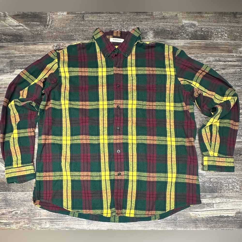 L.L.Bean Plaid Flannel Shirt XL Traditional Fit Outdoor Workwear - GUC